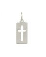 Pingente Placa Retangular com Cruz Vazada - G1 - 13mm x 37mm - 2.63gr