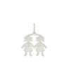 Pingente AG Canga c/ 2 Meninas  - G1 - 25mm x 20mm - 1.56gr