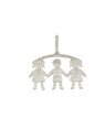 Pingente AG Canga c/ 2 Meninas 1 Menino - G1 - 27mm x 27mm - 2.20gr