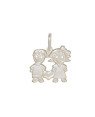 Pingente AG Casal de Crianca c/ Coracao Liso 20mm  - G1 - 20mm x 28mm - 2.82gr