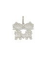 Pingente AG 2 Meninas e Coracao Liso ((1-7918) - G1 - 24mm x 26mm - 2.91gr