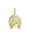 Pingente Cavalo c/ Ferradura 25mm c/ Rodio  - 00 - 23mm x 38mm - 2.81gr