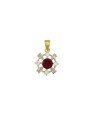 Pingente Fund - 9 Zirconia - Red Vaz c/ 4 Nav e 4 Losango c/ Pedra Centro Rubi (Linha Princess) - 00 - 14mm x 18mm - 1.16gr