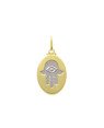 Pingente Oval c/ Mao de Fatima Reticulada 24x14mm c/ Rodio - 00 - 14mm x 31mm - 1.64gr