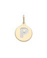 Pingente Redondo 15mm Liso c/ Letra P Reticulada (Rodio) - 00 - 15mm x 24mm - 1.32gr