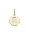Pingente Redondo 15mm Liso c/ Letra R Reticulada (Rodio) - 00 - 15mm x 24mm - 1.32gr