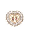 Pingente Fundido Coracao c/ 2 Meninas c/ 28 Zirconia  - 00 - 32mm x 30mm - 8.10gr