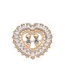 Pingente Fundido Coracao c/ 2 Meninos c/ 28 Zirconia  - 00 - 32mm x 30mm - 7.10gr