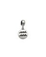 Pingente AG Berloque (Envelhecida) Signo Aquario Liso c/ Simbolo Reticulado - G5 - 11mm x 22mm - 1.49gr