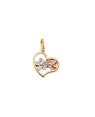Pingente Coracao 13mm Vazado c/ Flores (3 Ouros) - 00 - 14mm x 20mm - 0.70gr