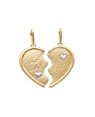 Pingente Coracao Cara Metade "Te Amo" (Rodio) - 00 - 25mm x 29mm - 2.60gr