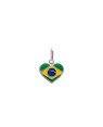 Pingente AG Coracao 12mm Bandeira "Brasil" (Resina) - G5 - 12mm x 17mm - 0.81gr