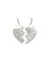 Pingente AG Coracao Metade "Amor Eterno" Sol e Lua  - G1 - 25mm x 29mm - 3.36gr