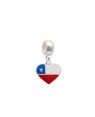 Pingente AG Berloque  Coracao Bandeira "Chile" - G5 - 12mm x 20mm - 1.41gr