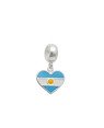 Pingente AG Berloque  Coracao Bandeira "Argentina" - G5 - 12mm x 20mm - 1.32gr