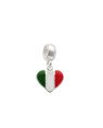 Pingente AG Berloque  Coracao Bandeira "Italia" - G5 - 12mm x 20mm - 1.34gr