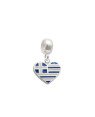 Pingente AG Berloque  Coracao Bandeira "Grecia" - G5 - 12mm x 20mm - 1.38gr