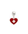Pingente AG Berloque  Coracao Bandeira "Suica" - G5 - 12mm x 20mm - 1.32gr