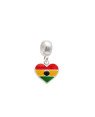 Pingente AG Berloque  Coracao Bandeira "Bolivia" - G5 - 12mm x 20mm - 1.38gr