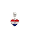 Pingente AG Berloque  Coracao Bandeira "Paraguai" - G5 - 12mm x 20mm - 1.35gr