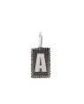 Pingente AG Retangulo Letra  A Borda Diamantada (Envelhecido) - G1 - 13mm x 30mm - 2.26gr