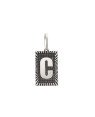 Pingente AG Retangulo Letra C Borda Diamantada (Envelhecida) - G1 - 13mm x 30mm - 2.29gr