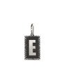 Pingente AG Retangulo Letra  E Borda Diamantada (Envelhecido) - G1 - 13mm x 30mm - 2.19gr