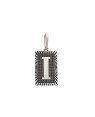 Pingente AG Retangulo Letra  I Borda Diamantada (Envelhecida) - G1 - 13mm x 30mm - 2.21gr