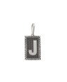 Pingente AG Retangulo Letra J Borda Diamantada (Envelhecido) - G1 - 13mm x 30mm - 2.22gr