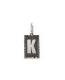 Pingente AG Retangulo Letra  k Borda Diamantada (Envelhecida) - G1 - 13mm x 30mm - 2.21gr