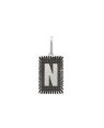 Pingente AG Retangulo Letra  N Borda Diamantada (Envelhecido) - G1 - 13mm x 30mm - 2.21gr