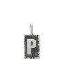 Pingente AG Retangulo Letra  P Borda Diamantada (Envelhecido) - G1 - 13mm x 30mm - 2.22gr