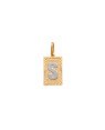 Pingente Retangulo Letra  S Borda Diamantada (Rodio) - 00 - 13mm x 30mm - 1.74gr