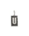 Pingente AG Retangulo Letra U Borda Diamantada (Envelhecido) - G1 - 13mm x 30mm - 2.22gr