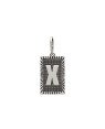 Pingente AG Retangulo Letra X Borda Diamantada (Envelhecido) - G1 - 13mm x 30mm - 2.26gr