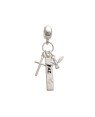 Pingente AG Berloque Espirito St/Cruz/ Placa Paz (Resina Esp. Sto Branco) - G5 - 12mm x 35mm - 1.94gr