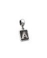 Pingente AG Berloque Envelhecido Retangular Letra A  - G5 - 10mm x 23mm - 1.86gr