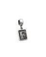 Pingente AG Berloque Envelhecido Retangular Letra F - G5 - 10mm x 23mm - 1.88gr