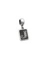 Pingente AG Berloque Envelhecido Retangular Letra J - G5 - 10mm x 23mm - 1.89gr