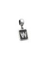 Pingente AG Berloque Envelhecido Retangular Letra W  - G5 - 10mm x 23mm - 1.82gr