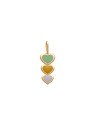 Pingente 3 Coracoes em Pe c/ Resina (Verde/Amarelo/Lilas) - 00 - 10mm x 28mm - 0.98gr
