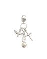 Pingente AG Berloque Cacho 1 Cruz 1 Espirito Santo 1 Perola  - G5 - 14mm x 30mm - 1.59gr