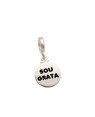 Pingente  AG Berloque Redondo "Sou Grata" - G5 - 11mm x 20mm - 1.34gr