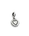 Pingente AG (Envelhecido) Berloque Diamantada c/ Coracao - G5 - 11mm x 20mm - 1.51gr
