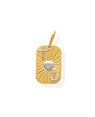 Pingente Placa Diamantada "3 Gracas" (Rodio) - 00 - 13mm x 27mm - 1.58gr