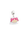 Pingente AG Berloque Cabeca Menina Dupla - G5 - 14mm x 19mm - 1.65gr