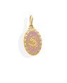 Pingente Oval c/ Rosa Estampada  - 00 - 14mm x 29mm - 2.09gr