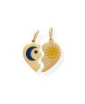 Pingente Coracao Cara Metade " Sol e Lua "  (Resina) - 00 - 25mm x 29mm - 2.52gr