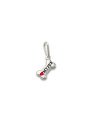 Pingente AG Ossinho "My Pet" c/ Coracao (Preto e Vermelho) - G6 - 6mm x 17mm - 0.48gr