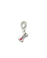 Pingente AG Berloque Ossinho "My Pet" c/ Coracao (Preto/Vermelho) - G6 - 6mm x 21mm - 0.86gr